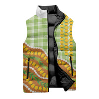 Hawaii Leis Palaka Motifs Sleeveless Puffer Jacket Pikake Pakalana Maile Ilima Kakau Style