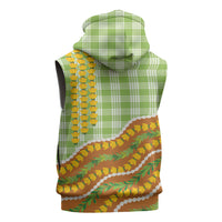 Hawaii Leis Palaka Motifs Sleeveless Zip Hoodie Pikake Pakalana Maile Ilima Kakau Style