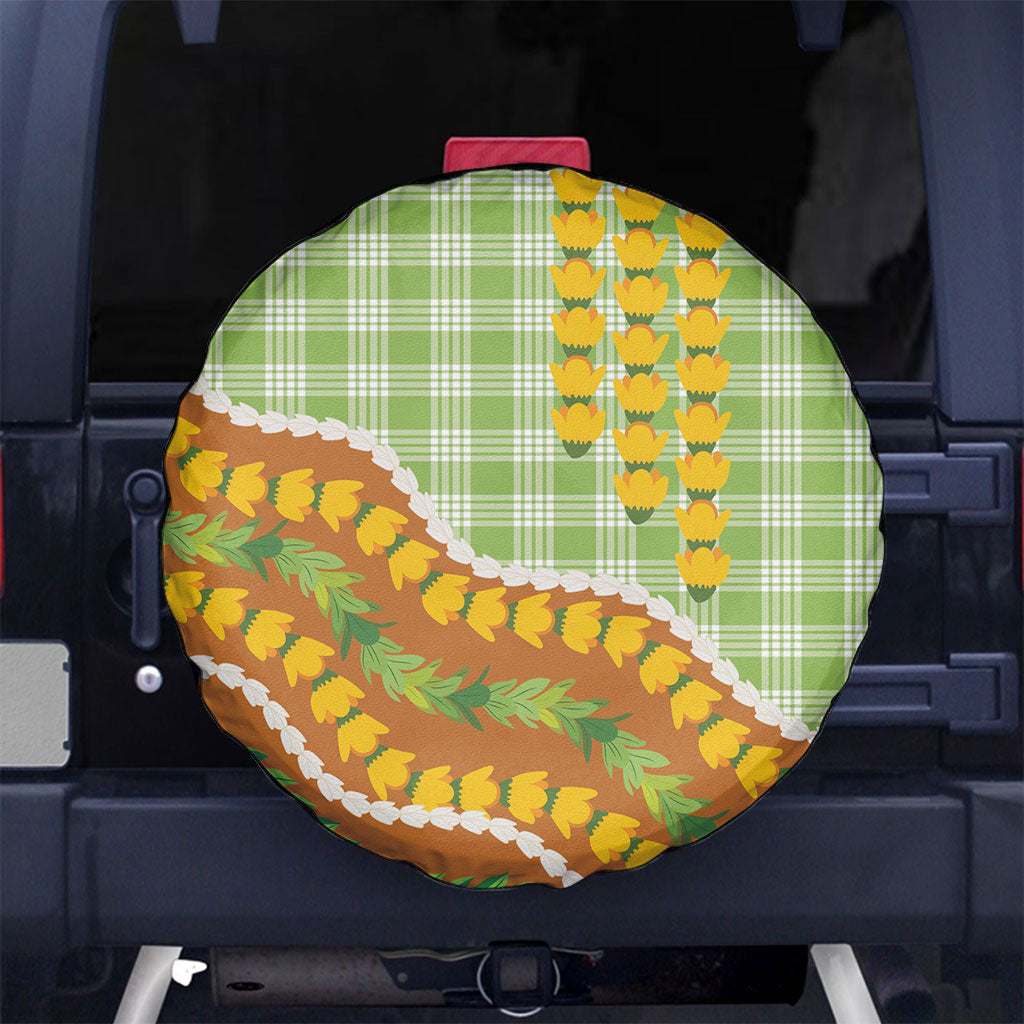 Hawaii Leis Palaka Motifs Spare Tire Cover Pikake Pakalana Maile Ilima Kakau Style