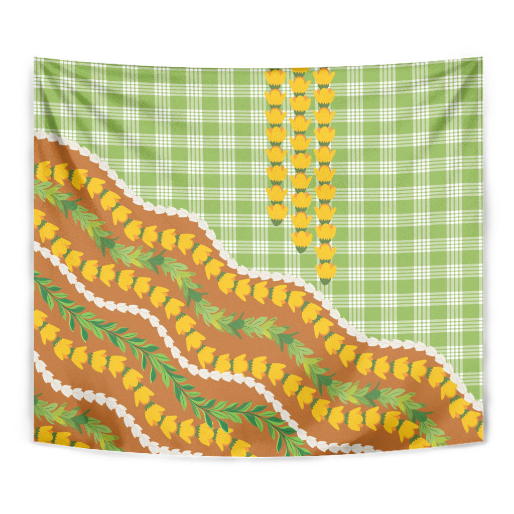 Hawaii Leis Palaka Motifs Tapestry Pikake Pakalana Maile Ilima Kakau Style