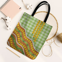 Hawaii Leis Palaka Motifs Tote Bag Pikake Pakalana Maile Ilima Kakau Style