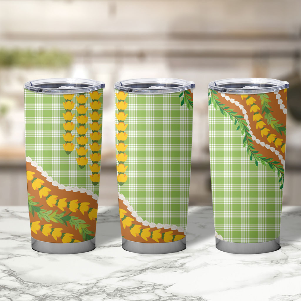 Hawaii Leis Palaka Motifs Tumbler Cup Pikake Pakalana Maile Ilima Kakau Style