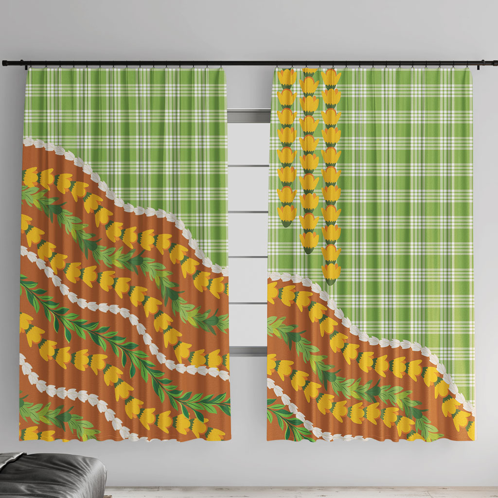 Hawaii Leis Palaka Motifs Window Curtain Pikake Pakalana Maile Ilima Kakau Style