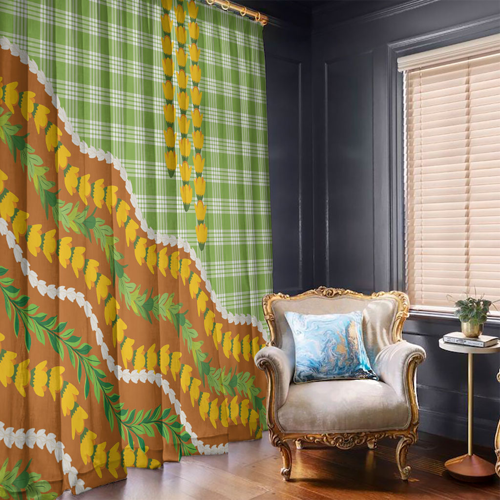 Hawaii Leis Palaka Motifs Window Curtain Pikake Pakalana Maile Ilima Kakau Style