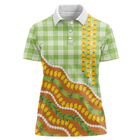 Hawaii Leis Palaka Motifs Women Polo Shirt Pikake Pakalana Maile Ilima Kakau Style
