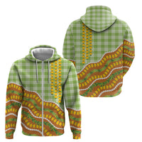 Hawaii Leis Palaka Motifs Zip Hoodie Pikake Pakalana Maile Ilima Kakau Style