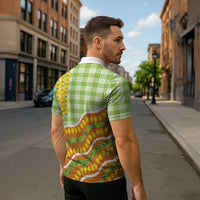 Hawaii Leis Palaka Motifs Zipper Polo Shirt Pikake Pakalana Maile Ilima Kakau Style