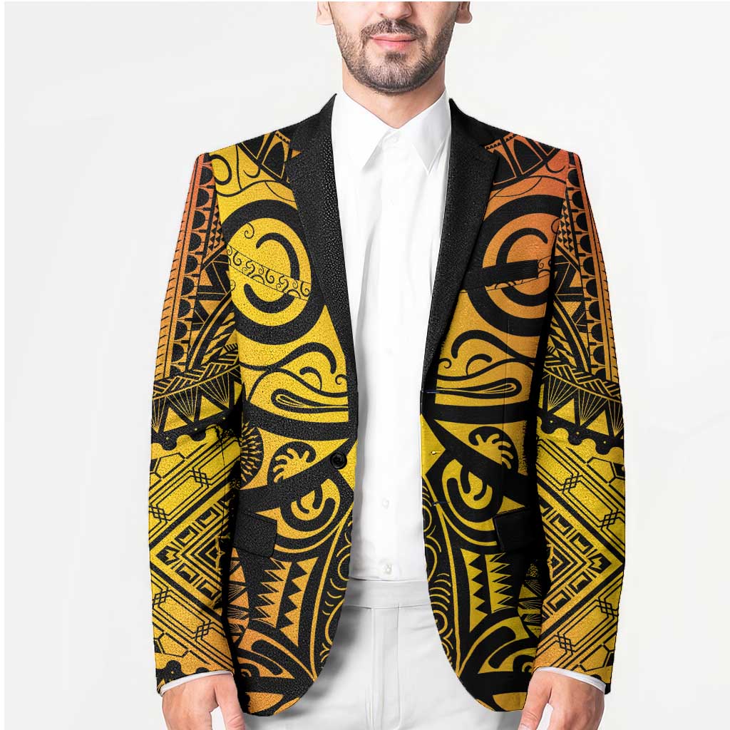 Marquesas Islands Blazer Marquesan Tattoo Yellow Gradient - Polynesian Pride