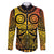 Marquesas Islands Family Matching Long Sleeve Bodycon Dress and Hawaiian Shirt Marquesan Tattoo Yellow Gradient - Polynesian Pride