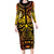 Marquesas Islands Family Matching Long Sleeve Bodycon Dress and Hawaiian Shirt Marquesan Tattoo Yellow Gradient - Polynesian Pride