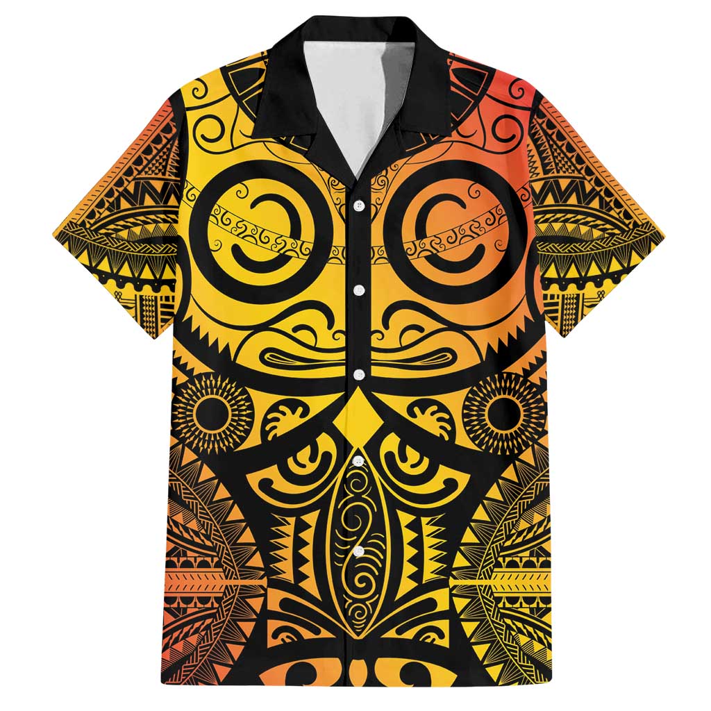 Marquesas Islands Family Matching Tank Maxi Dress and Hawaiian Shirt Marquesan Tattoo Yellow Gradient - Polynesian Pride