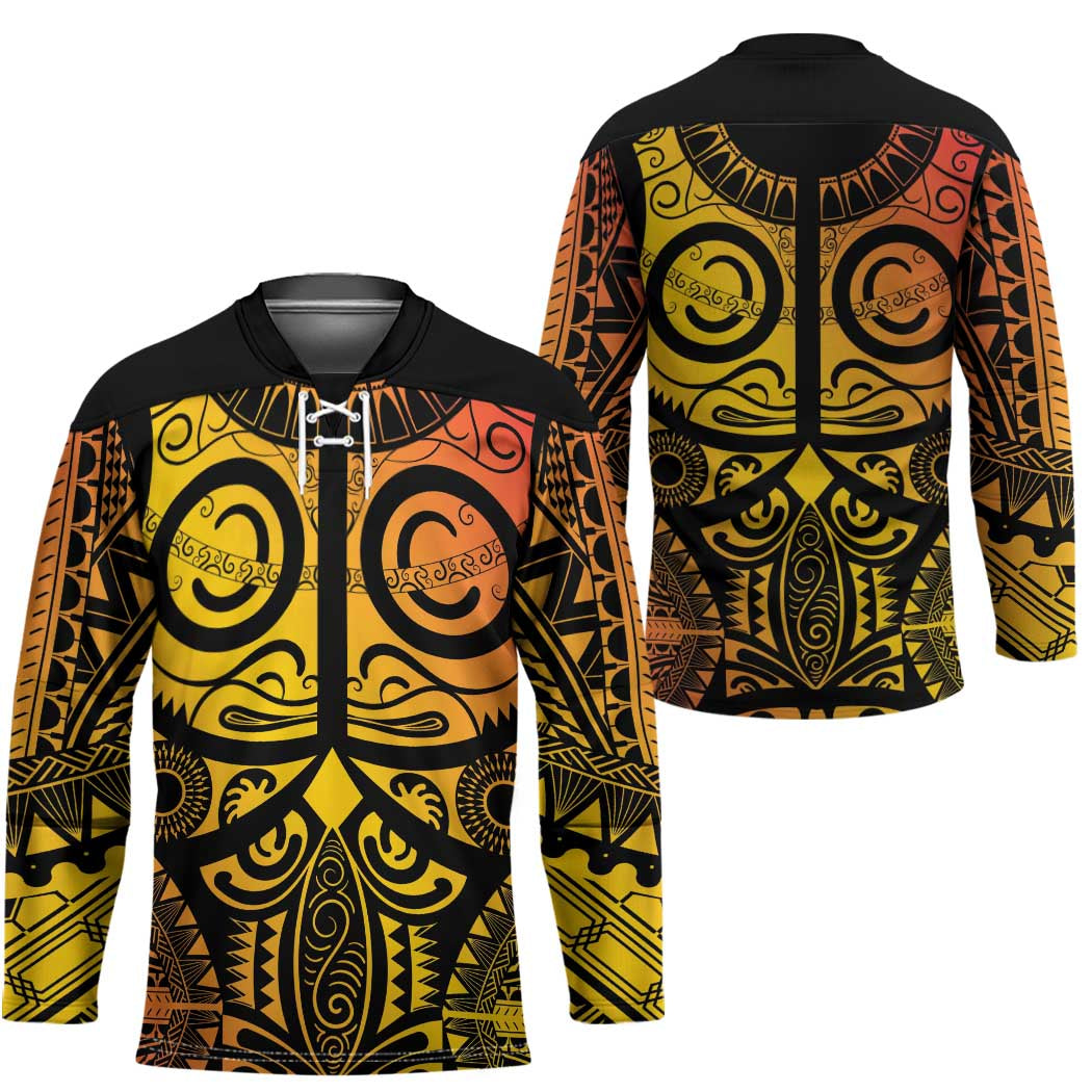 Marquesas Islands Hockey Jersey Marquesan Tattoo Yellow Gradient - Polynesian Pride