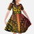Marquesas Islands Kid Short Sleeve Dress Marquesan Tattoo Yellow Gradient - Polynesian Pride