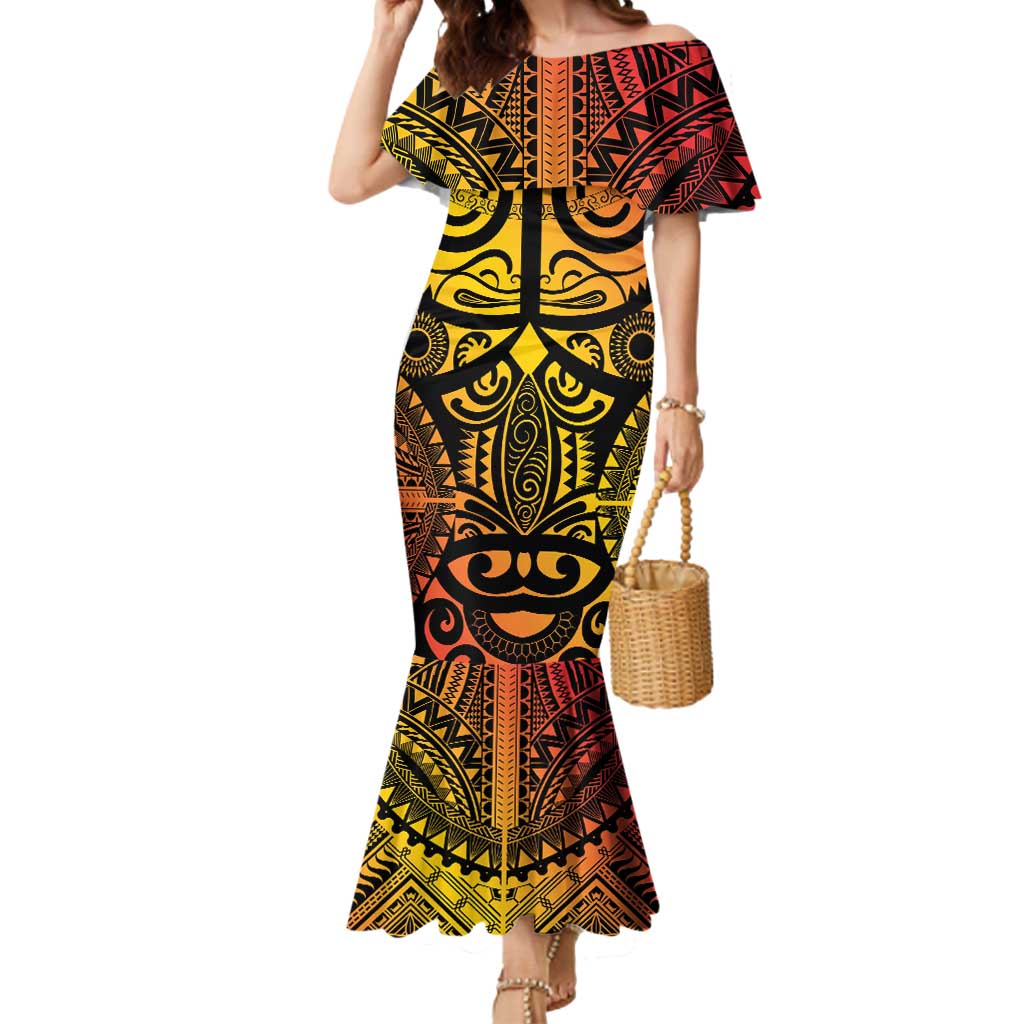Marquesas Islands Mermaid Dress Marquesan Tattoo Yellow Gradient LT14 Women Yellow - Polynesian Pride