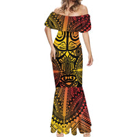 Marquesas Islands Mermaid Dress Marquesan Tattoo Yellow Gradient LT14 - Polynesian Pride