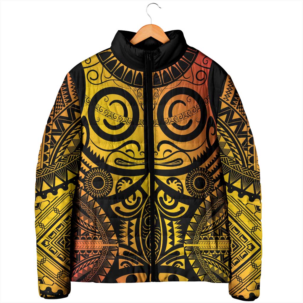 Marquesas Islands Padded Jacket Marquesan Tattoo Yellow Gradient - Polynesian Pride