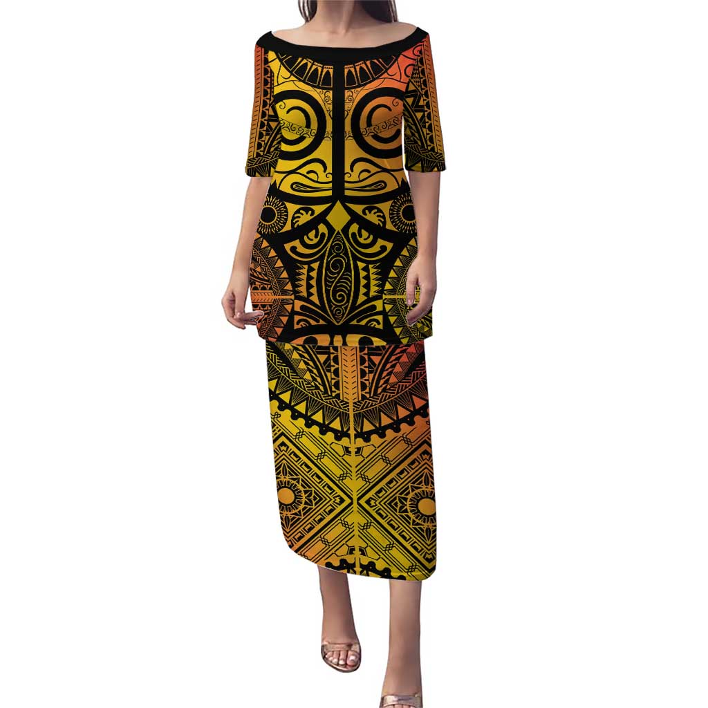 Marquesas Islands Puletasi Marquesan Tattoo Yellow Gradient - Polynesian Pride