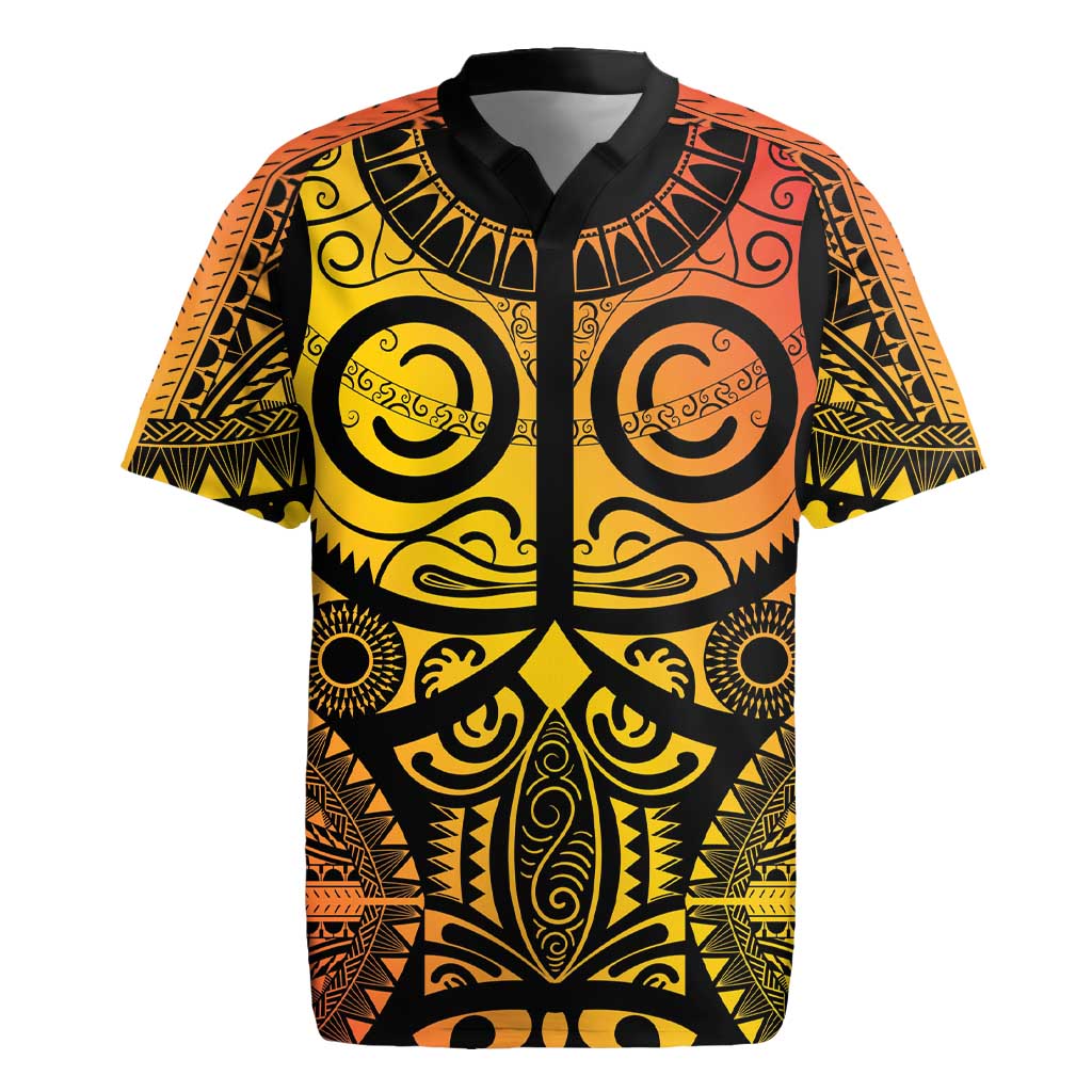 Marquesas Islands Rugby Jersey Marquesan Tattoo Yellow Gradient - Polynesian Pride