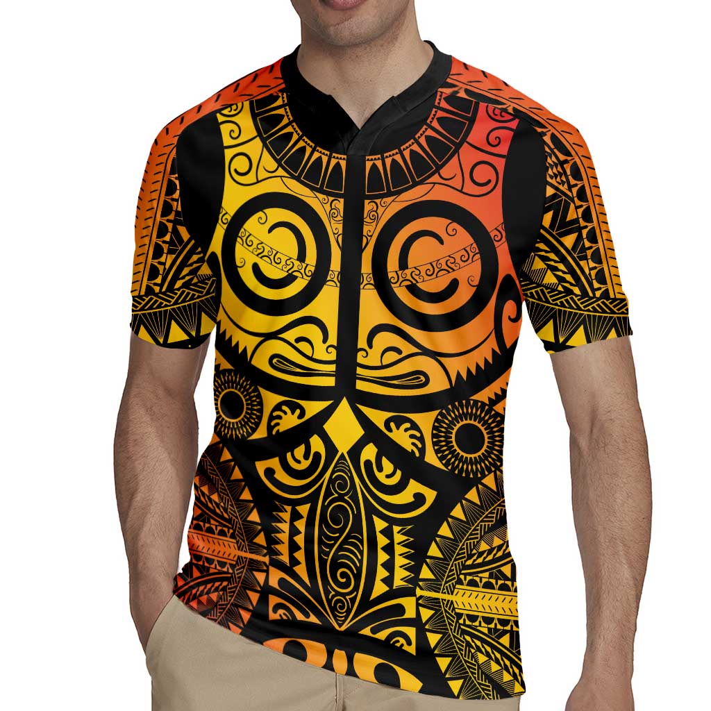 Marquesas Islands Rugby Jersey Marquesan Tattoo Yellow Gradient - Polynesian Pride