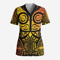 Marquesas Islands Scrub Top Marquesan Tattoo Yellow Gradient - Polynesian Pride