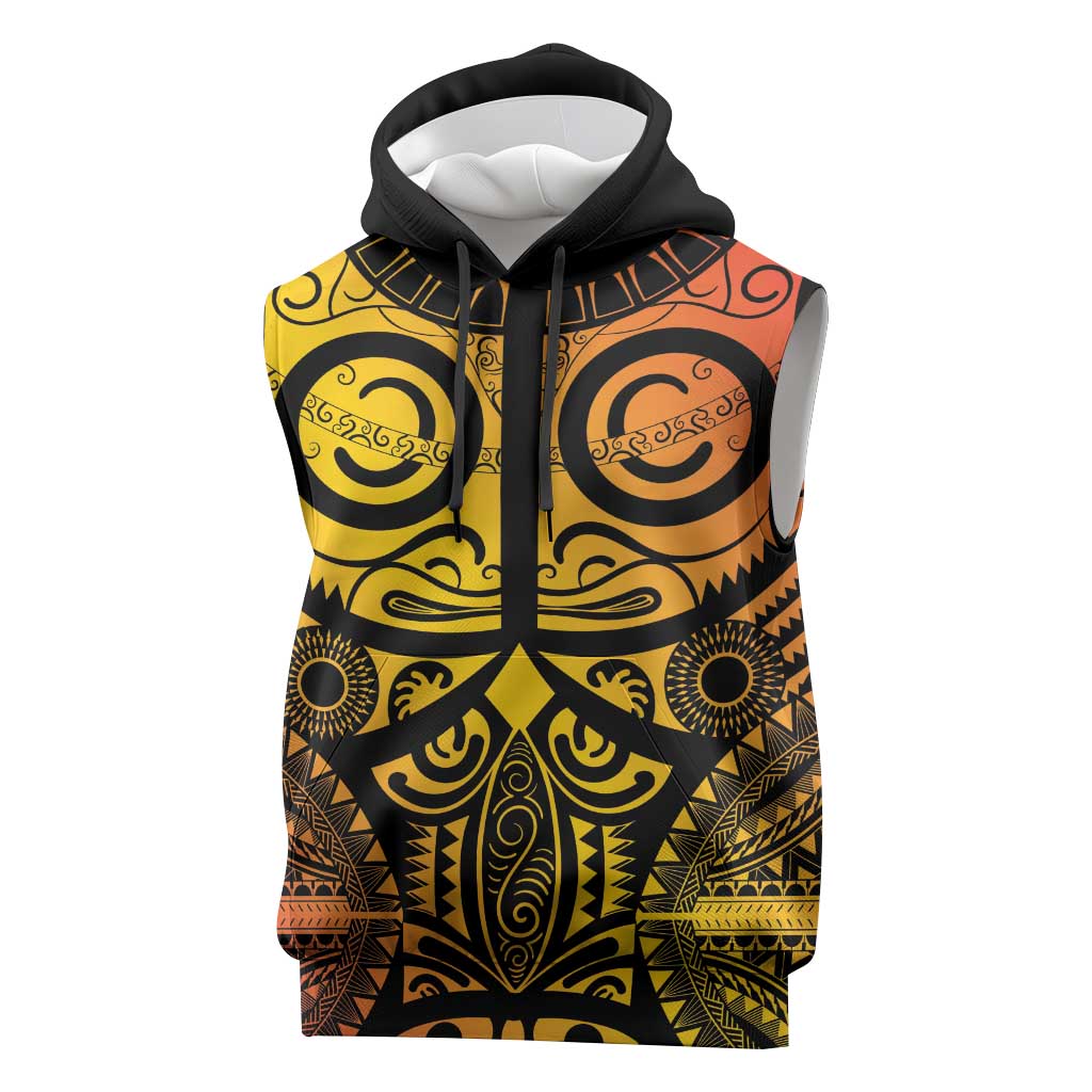 Marquesas Islands Sleeveless Hoodie Marquesan Tattoo Yellow Gradient - Polynesian Pride
