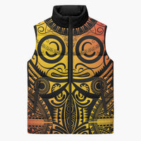 Marquesas Islands Sleeveless Puffer Jacket Marquesan Tattoo Yellow Gradient - Polynesian Pride