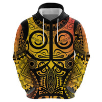 Marquesas Islands Zip Hoodie Marquesan Tattoo Yellow Gradient - Polynesian Pride