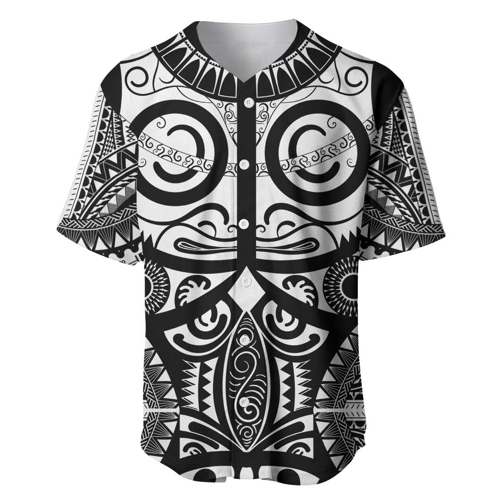 Marquesas Islands Baseball Jersey Marquesan Tattoo Black White Color - Polynesian Pride