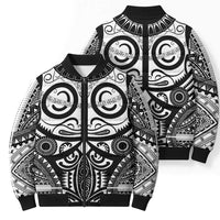 Marquesas Islands Bomber Puffer Jacket Marquesan Tattoo Black White Color - Polynesian Pride