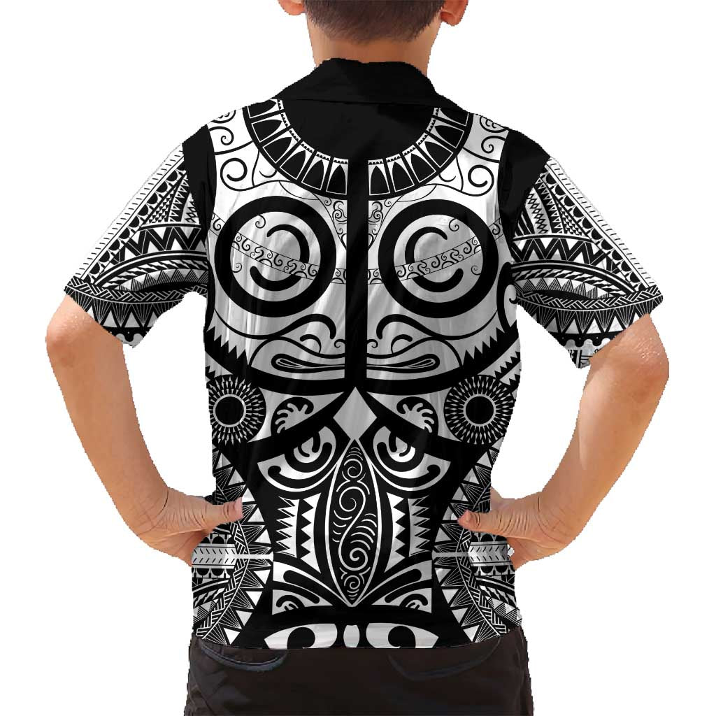 Marquesas Islands Family Matching Long Sleeve Bodycon Dress and Hawaiian Shirt Marquesan Tattoo Black White Color - Polynesian Pride
