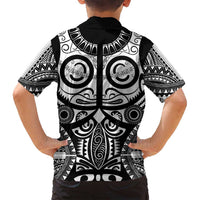 Marquesas Islands Family Matching Off Shoulder Maxi Dress and Hawaiian Shirt Marquesan Tattoo Black White Color - Polynesian Pride