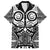 Marquesas Islands Family Matching Off Shoulder Maxi Dress and Hawaiian Shirt Marquesan Tattoo Black White Color - Polynesian Pride