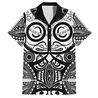 Marquesas Islands Family Matching Puletasi and Hawaiian Shirt Marquesan Tattoo Black White Color - Polynesian Pride