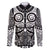 Marquesas Islands Family Matching Puletasi and Hawaiian Shirt Marquesan Tattoo Black White Color - Polynesian Pride