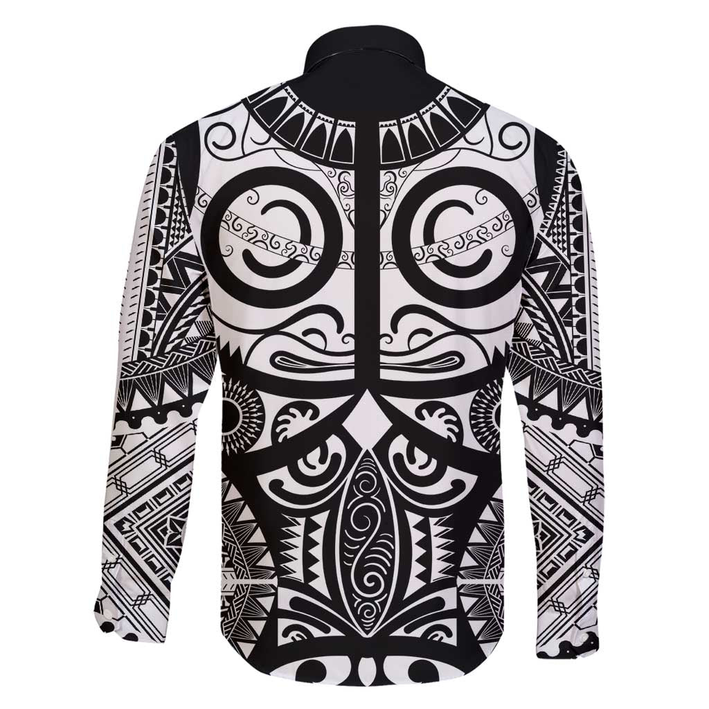 Marquesas Islands Family Matching Puletasi and Hawaiian Shirt Marquesan Tattoo Black White Color - Polynesian Pride