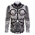 Marquesas Islands Family Matching Short Sleeve Bodycon Dress and Hawaiian Shirt Marquesan Tattoo Black White Color - Polynesian Pride