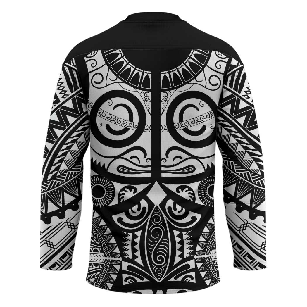 Marquesas Islands Hockey Jersey Marquesan Tattoo Black White Color - Polynesian Pride