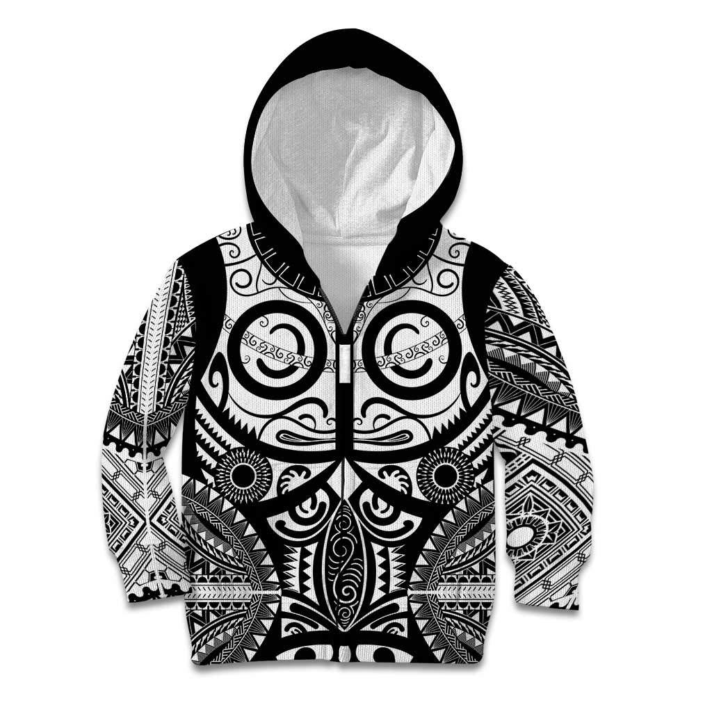 Marquesas Islands Kid Hoodie Marquesan Tattoo Black White Color - Polynesian Pride