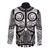 Marquesas Islands Long Sleeve Button Shirt Marquesan Tattoo Black White Color - Polynesian Pride