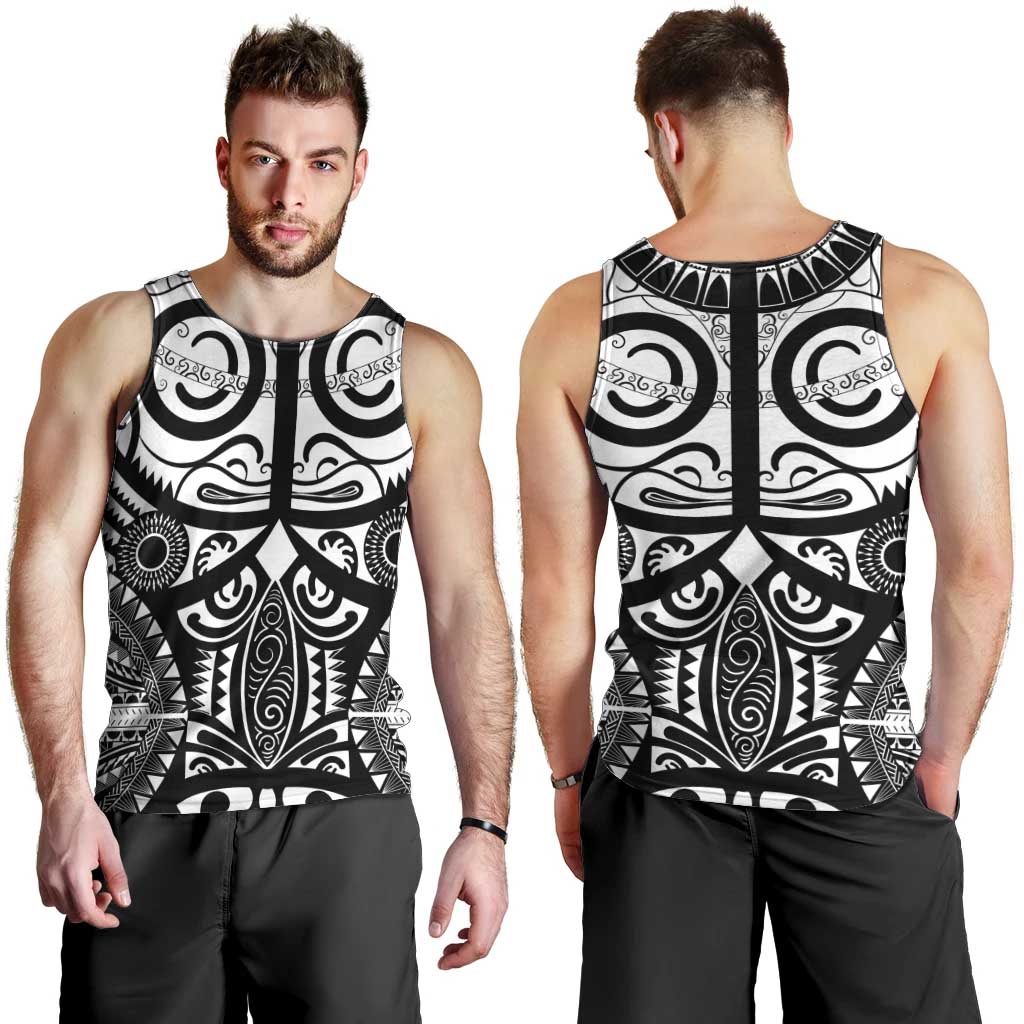 Marquesas Islands Men Tank Top Marquesan Tattoo Black White Color - Polynesian Pride