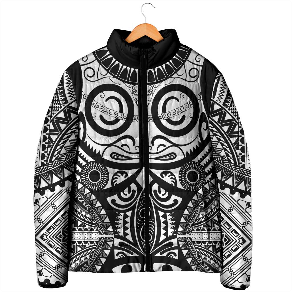 Marquesas Islands Padded Jacket Marquesan Tattoo Black White Color - Polynesian Pride