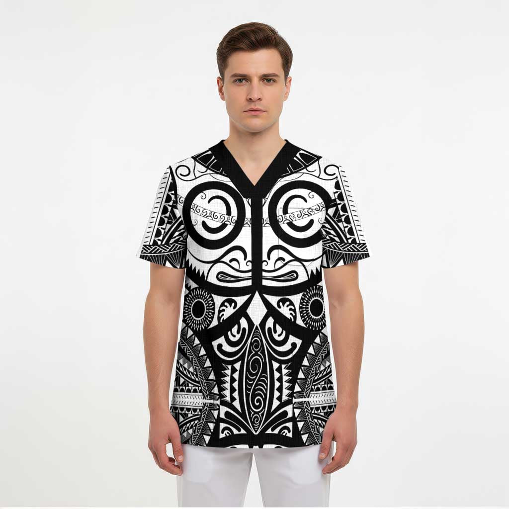 Marquesas Islands Scrub Top Marquesan Tattoo Black White Color - Polynesian Pride