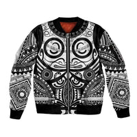 Marquesas Islands Sleeve Zip Bomber Jacket Marquesan Tattoo Black White Color LT14 Unisex Black - Polynesian Pride
