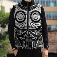 Marquesas Islands Sleeveless Puffer Jacket Marquesan Tattoo Black White Color - Polynesian Pride