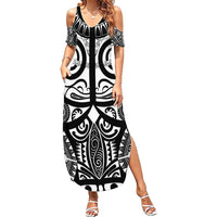 Marquesas Islands Summer Maxi Dress Marquesan Tattoo Black White Color - Polynesian Pride