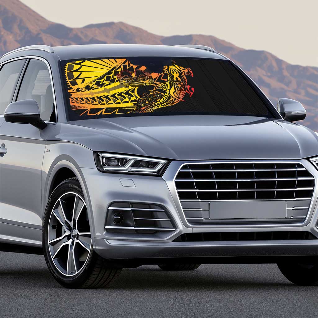 Gradient Marquesas Islands Auto Sun Shade Marquesan Matatiki Hammerhead Shark Patutiki - Polynesian Pride