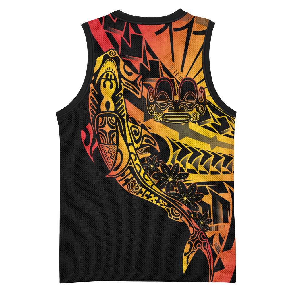 Gradient Marquesas Islands Basketball Jersey Marquesan Matatiki Hammerhead Shark Patutiki - Polynesian Pride