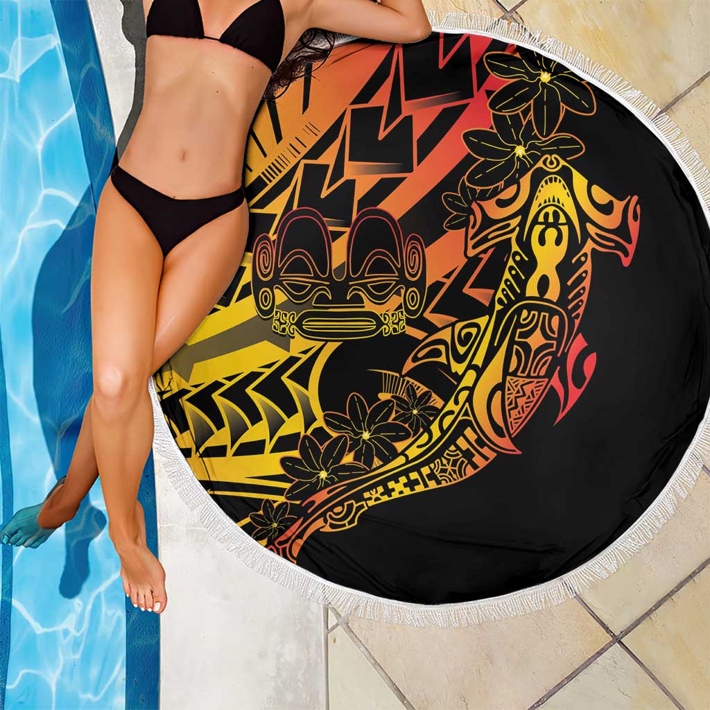 Gradient Marquesas Islands Beach Blanket Marquesan Matatiki Hammerhead Shark Patutiki - Polynesian Pride
