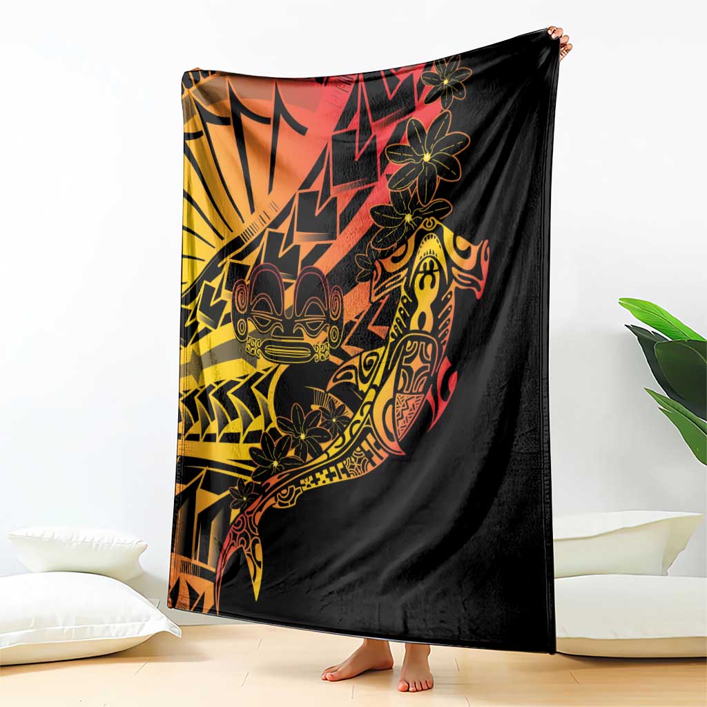 Gradient Marquesas Islands Blanket Marquesan Matatiki Hammerhead Shark Patutiki - Polynesian Pride