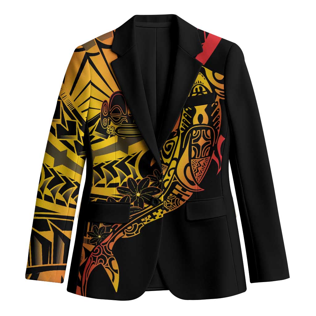 Gradient Marquesas Islands Blazer Marquesan Matatiki Hammerhead Shark Patutiki LT14 Unisex Yellow - Polynesian Pride